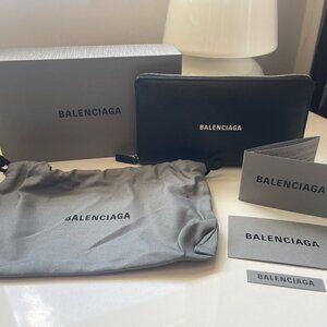 Balenciaga Cash Continental Zip Around Wallet - Black